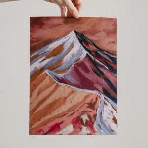 colourful mountain in flame and blue colours